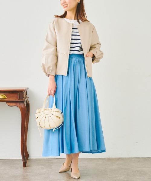 Chez toi（シェトワ）の「リヨセルタックギャザースカート（スカート・レディース・サックスブルー/アイボリー/パープル・FREE）」の13枚目の写真