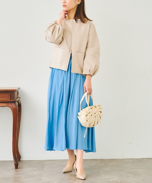 Chez toi（シェトワ）の「リヨセルタックギャザースカート（スカート・レディース・サックスブルー/アイボリー/パープル・FREE）」の14枚目の写真