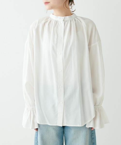 PUAL CE CIN(ピュアルセシン)の「【Du noir】袖フレアブラウス(シャツ/ブラウス・レディース・オフホワイト/ブルー系・FREE)」の12枚目の写真