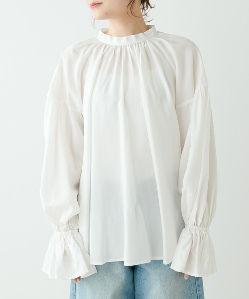 PUAL CE CIN(ピュアルセシン)の「【Du noir】袖フレアブラウス(シャツ/ブラウス・レディース・オフホワイト/ブルー系・FREE)」の21枚目の写真