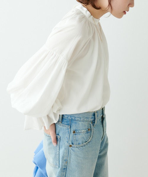 PUAL CE CIN(ピュアルセシン)の「【Du noir】袖フレアブラウス(シャツ/ブラウス・レディース・オフホワイト/ブルー系・FREE)」の19枚目の写真