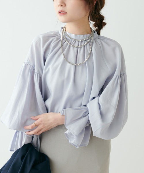 PUAL CE CIN(ピュアルセシン)の「【Du noir】袖フレアブラウス(シャツ/ブラウス・レディース・オフホワイト/ブルー系・FREE)」の5枚目の写真