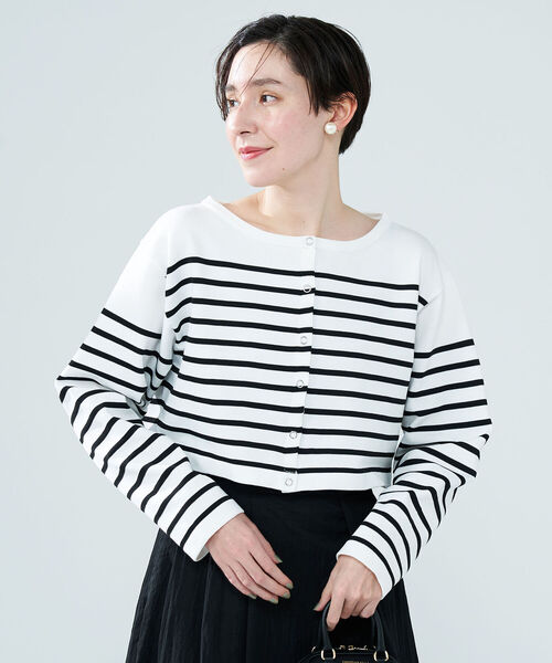 NOLLEY’S(ノーリーズ)の「◇【WEB限定】ボーダーショートカーディガン(カーディガン/ボレロ・レディース・ホワイト系その他4/ブルー系その他7・FREE)」の4枚目の写真