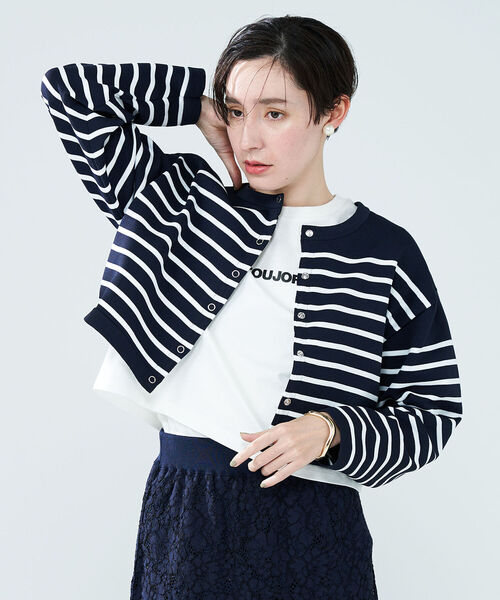 NOLLEY’S(ノーリーズ)の「◇【WEB限定】ボーダーショートカーディガン(カーディガン/ボレロ・レディース・ホワイト系その他4/ブルー系その他7・FREE)」の6枚目の写真