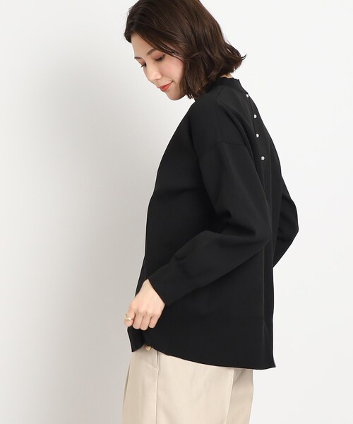 DRESKIP（ドレスキップ）の「◆後ろ姿も抜かりなく【セットアップ可】スポンディッシュニット（ニット/セーター・レディース・ブラック/ブルー/ナチュラル/レモンイエロー・02/03/04）」の7枚目の写真