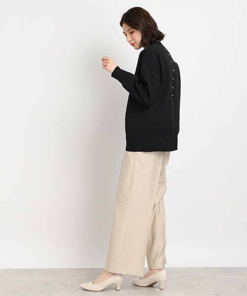 DRESKIP（ドレスキップ）の「◆後ろ姿も抜かりなく【セットアップ可】スポンディッシュニット（ニット/セーター・レディース・ブラック/ブルー/ナチュラル/レモンイエロー・02/03/04）」の12枚目の写真