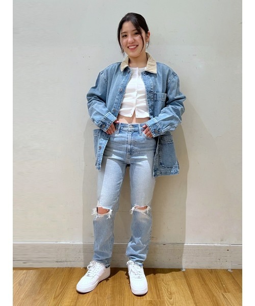 GAP(ギャップ)の「ウォッシュウェル ハイライズ チーキー ストレートデニム(デニムパンツ・レディース・ライトインディゴブルー・24/25/26/27/28/29/30/23)」の12枚目の写真