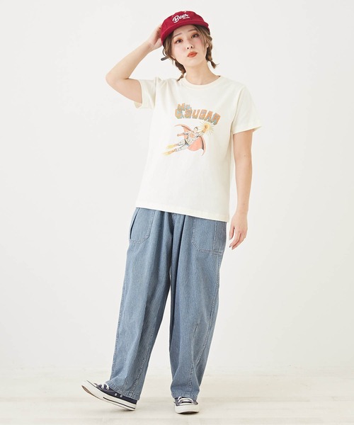 CUBE SUGAR(キューブシュガー)の「OE天竺ヒーロープリントTシャツ(Tシャツ/カットソー・レディース・ホワイト/スミクロ/ピンク・M)」の22枚目の写真