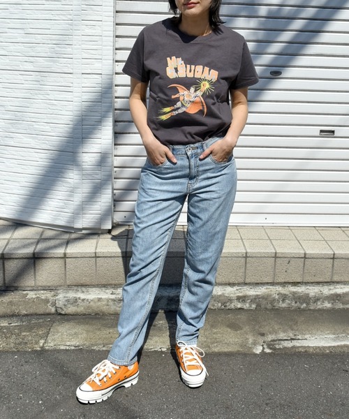 CUBE SUGAR(キューブシュガー)の「OE天竺ヒーロープリントTシャツ(Tシャツ/カットソー・レディース・ホワイト/スミクロ/ピンク・M)」の10枚目の写真