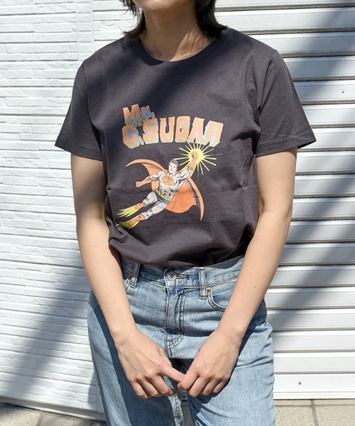 CUBE SUGAR(キューブシュガー)の「OE天竺ヒーロープリントTシャツ(Tシャツ/カットソー・レディース・ホワイト/スミクロ/ピンク・M)」の11枚目の写真
