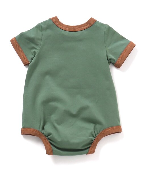 Ampersand（アンパサンド）の「【premier】配色デザインボディースーツ（ロンパース・キッズ・アイボリー/グリーン/キャメル・60/70/80）」の8枚目の写真