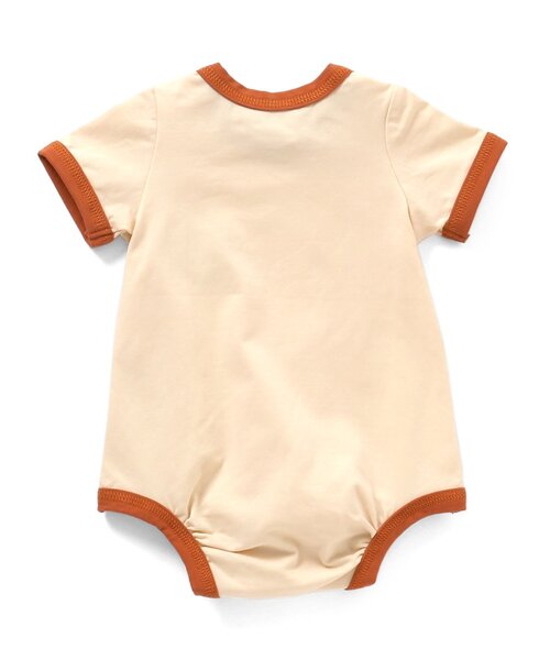 Ampersand（アンパサンド）の「【premier】配色デザインボディースーツ（ロンパース・キッズ・アイボリー/グリーン/キャメル・60/70/80）」の4枚目の写真