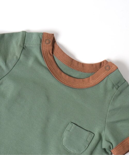 Ampersand（アンパサンド）の「【premier】配色デザインボディースーツ（ロンパース・キッズ・アイボリー/グリーン/キャメル・60/70/80）」の6枚目の写真