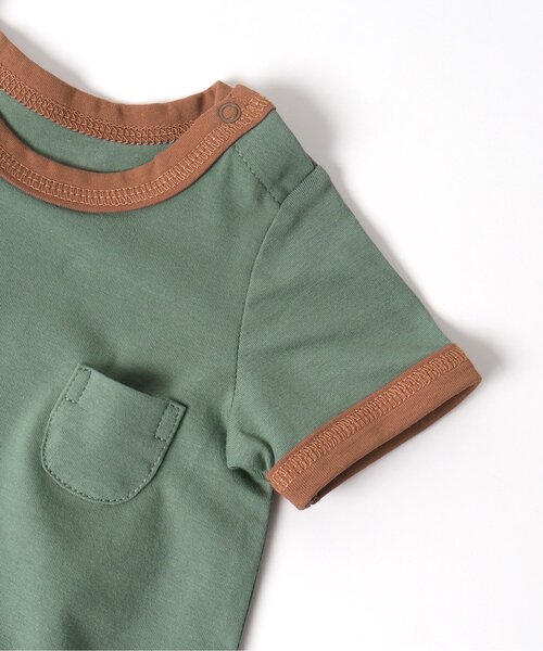 Ampersand（アンパサンド）の「【premier】配色デザインボディースーツ（ロンパース・キッズ・アイボリー/グリーン/キャメル・60/70/80）」の7枚目の写真