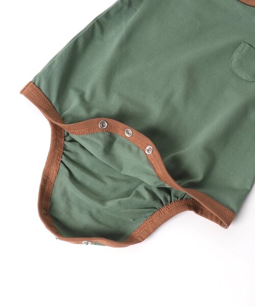 Ampersand（アンパサンド）の「【premier】配色デザインボディースーツ（ロンパース・キッズ・アイボリー/グリーン/キャメル・60/70/80）」の5枚目の写真