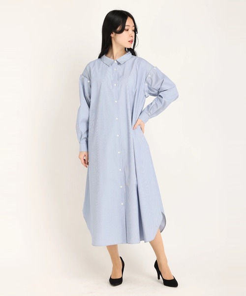 STRAWBERRY-FIELDS(ストロベリーフィールズ)の「エステネージュ シャツワンピース(シャツワンピース・レディース・ホワイト/ブルー・2)」の2枚目の写真