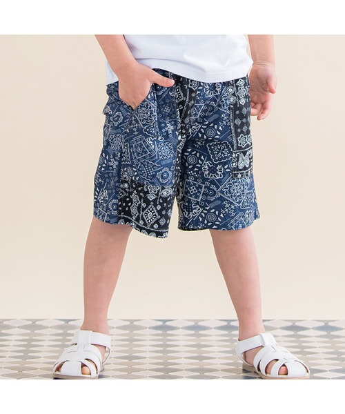 Noeil aime BeBe（ノイユエイムベベ）の「Noeil aime BeBe/バンダナ柄ハーフパンツ (90~130cm)（その他パンツ・キッズ・グリーン系その他/ブルー系その他・120/110/130/100/90）」の2枚目の写真