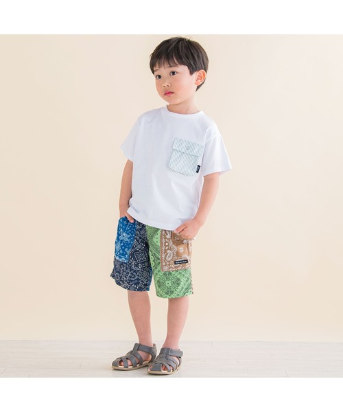 Noeil aime BeBe（ノイユエイムベベ）の「Noeil aime BeBe/バンダナ柄ハーフパンツ (90~130cm)（その他パンツ・キッズ・グリーン系その他/ブルー系その他・120/110/130/100/90）」の7枚目の写真