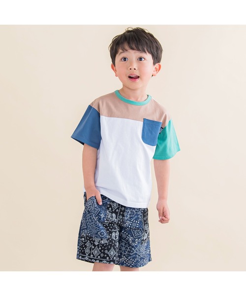 Noeil aime BeBe（ノイユエイムベベ）の「Noeil aime BeBe/バンダナ柄ハーフパンツ (90~130cm)（その他パンツ・キッズ・グリーン系その他/ブルー系その他・120/110/130/100/90）」の5枚目の写真