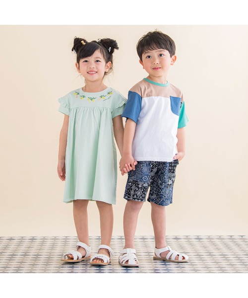 Noeil aime BeBe（ノイユエイムベベ）の「Noeil aime BeBe/バンダナ柄ハーフパンツ (90~130cm)（その他パンツ・キッズ・グリーン系その他/ブルー系その他・120/110/130/100/90）」の15枚目の写真