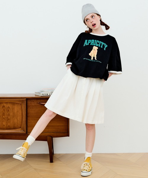 MERLOT（メルロー）の「犬プリントリンガーTシャツ（Tシャツ/カットソー・レディース・ブラック/ホワイト・FREE）」の22枚目の写真