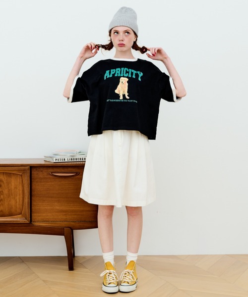 MERLOT（メルロー）の「犬プリントリンガーTシャツ（Tシャツ/カットソー・レディース・ブラック/ホワイト・FREE）」の21枚目の写真