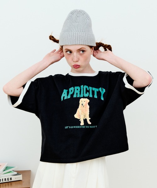 MERLOT（メルロー）の「犬プリントリンガーTシャツ（Tシャツ/カットソー・レディース・ブラック/ホワイト・FREE）」の18枚目の写真