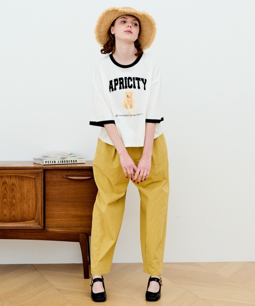 MERLOT（メルロー）の「犬プリントリンガーTシャツ（Tシャツ/カットソー・レディース・ブラック/ホワイト・FREE）」の8枚目の写真