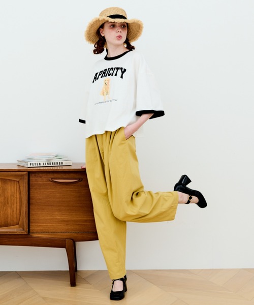 MERLOT（メルロー）の「犬プリントリンガーTシャツ（Tシャツ/カットソー・レディース・ブラック/ホワイト・FREE）」の10枚目の写真