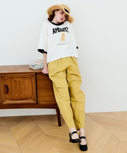 MERLOT（メルロー）の「犬プリントリンガーTシャツ（Tシャツ/カットソー・レディース・ブラック/ホワイト・FREE）」の14枚目の写真