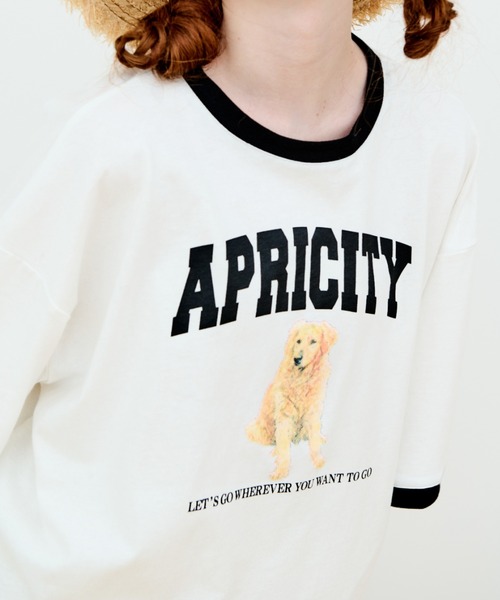 MERLOT（メルロー）の「犬プリントリンガーTシャツ（Tシャツ/カットソー・レディース・ブラック/ホワイト・FREE）」の5枚目の写真