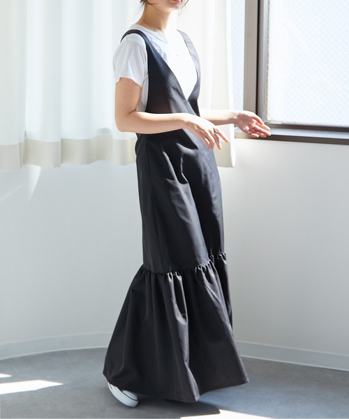 ECRIRE（エクリール）の「フレアジャンパースカート（ジャンパースカート・レディース・ブラック/オフホワイト・M/L）」の8枚目の写真
