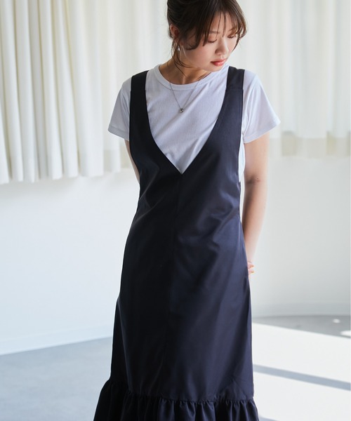 ECRIRE（エクリール）の「フレアジャンパースカート（ジャンパースカート・レディース・ブラック/オフホワイト・M/L）」の6枚目の写真