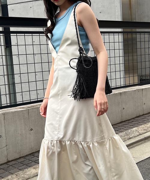 ECRIRE（エクリール）の「フレアジャンパースカート（ジャンパースカート・レディース・ブラック/オフホワイト・M/L）」の21枚目の写真