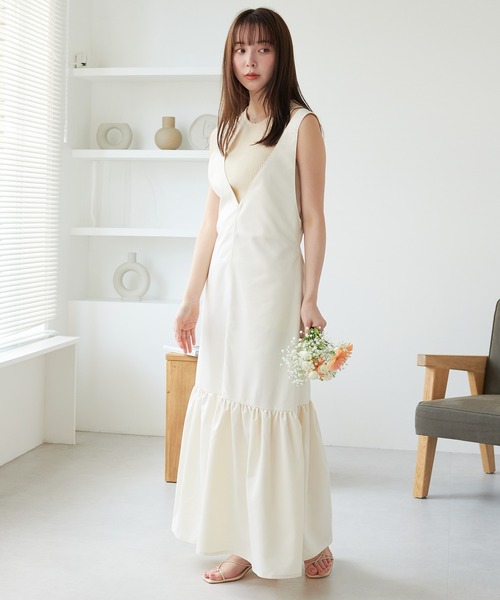 ECRIRE（エクリール）の「フレアジャンパースカート（ジャンパースカート・レディース・ブラック/オフホワイト・M/L）」の14枚目の写真