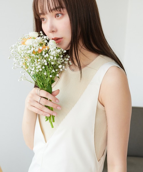 ECRIRE（エクリール）の「フレアジャンパースカート（ジャンパースカート・レディース・ブラック/オフホワイト・M/L）」の9枚目の写真