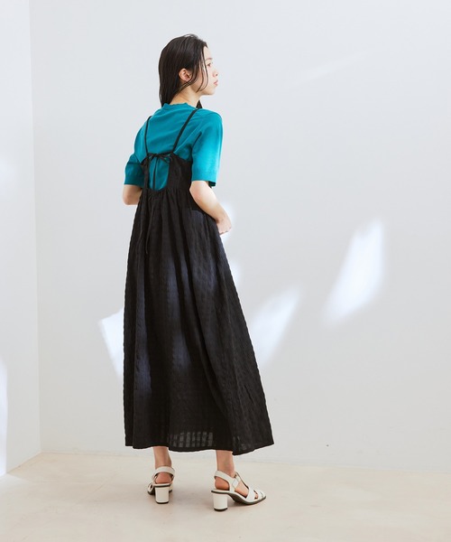 【洗える】ふくれチェックキャミワンピース