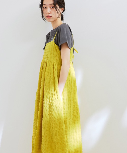 【洗える】ふくれチェックキャミワンピース