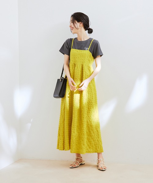 【洗える】ふくれチェックキャミワンピース