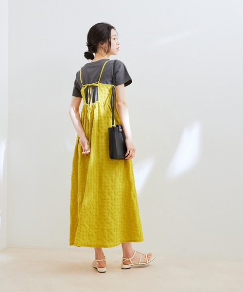 【洗える】ふくれチェックキャミワンピース