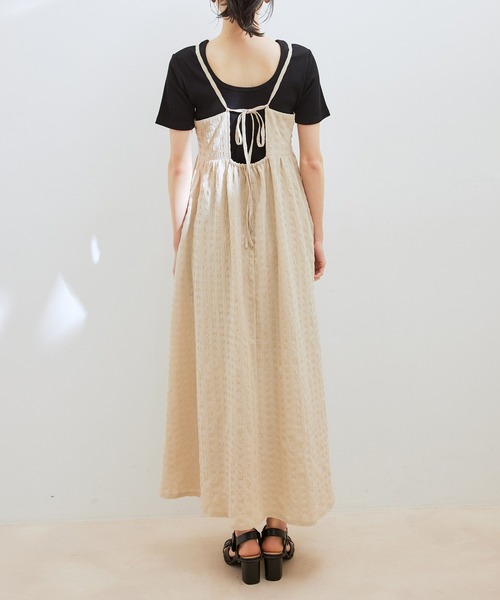 VIS（ビス）の「【新色】【洗える】ふくれチェックキャミワンピース（ワンピース・レディース・イエロー/ブラック/ベージュ/サックスブルー・FREE）」の21枚目の写真