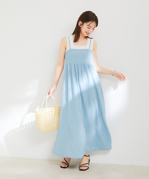【新色】【洗える】ふくれチェックキャミワンピース（ワンピース）｜VIS（ビス）