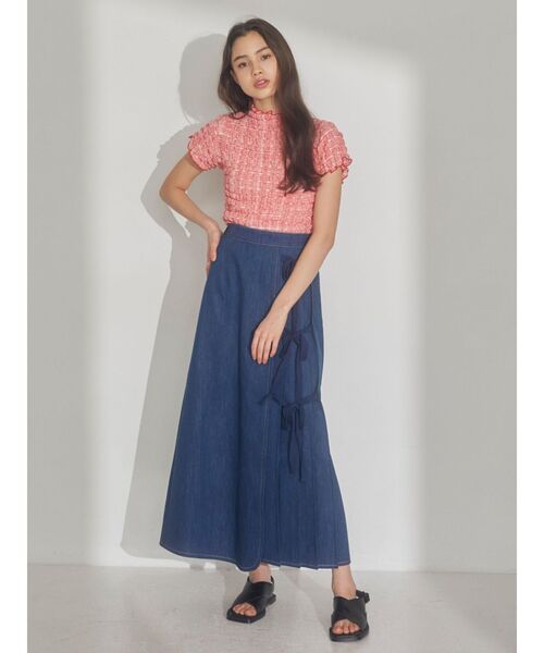 merry jenny（メリージェニー）の「ruffle checkカットソー（Tシャツ/カットソー・レディース・ベージュ/ネイビー/レッド・FREE）」の9枚目の写真