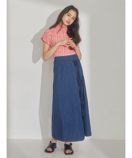 merry jenny（メリージェニー）の「ruffle checkカットソー（Tシャツ/カットソー・レディース・ベージュ/ネイビー/レッド・FREE）」の10枚目の写真