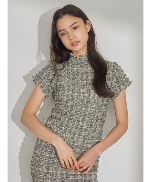 merry jenny（メリージェニー）の「ruffle checkカットソー（Tシャツ/カットソー・レディース・ベージュ/ネイビー/レッド・FREE）」の5枚目の写真