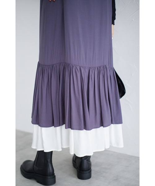 loungedress ブラック キャミワンピース ティアードデザイン ZOZO限定】配色ティアードキャミワンピース（ワンピース