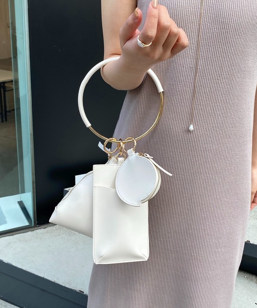 PAPILLONNER（パピヨネ）の「【OT】リングハンドルマルチバッグ/ケース（ハンドバッグ・レディース・ブラック/オフホワイト・FREE）」の2枚目の写真