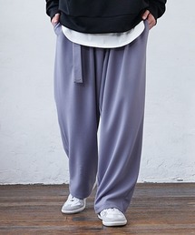 【MinoriTY】さらさら梨地素材ベルト付きワイドパンツ 夏服 スラックス カラーパンツ メンズ