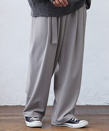 【MinoriTY】さらさら梨地素材ベルト付きワイドパンツ 夏服 スラックス カラーパンツ メンズ