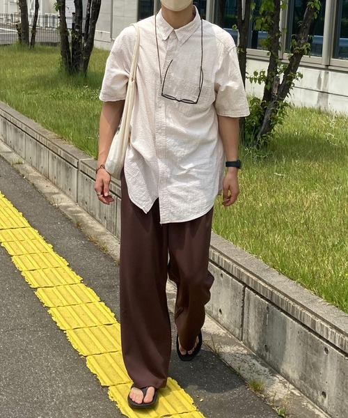MinoriTY(マイノリティ)の「【MinoriTY】さらさら梨地素材ベルト付きワイドパンツ 夏服 スラックス カラーパンツ メンズ(スラックス・メンズ・ブラック/ブルー/チャコール/パープル/ライトグレー/ブラウン・S/M/L)」の12枚目の写真